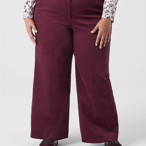NWT Lane Bryant maroon wide leg mid-rise plus size office work pant trouser 24 - Picture 4 of 8
